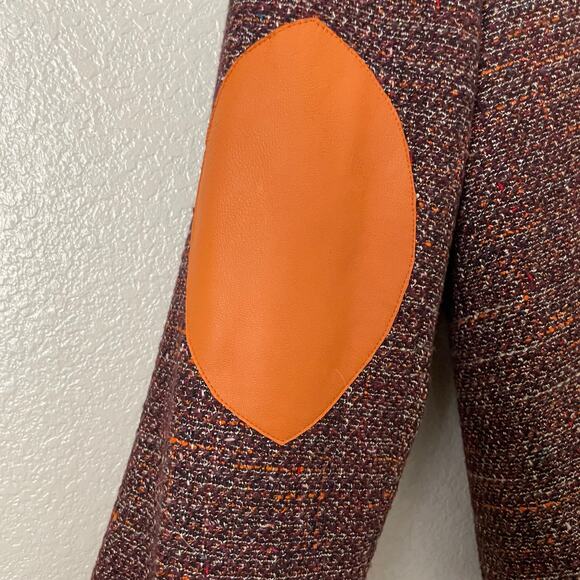 Deborah Ann Mack Jacket Womens Size 8 Red Orange Wool Tweed Leather Bomber Retro - Picture 12 of 16